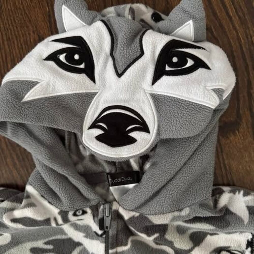 Cuddl Duds wolf union suit fleece pajamas or costume - boys 8